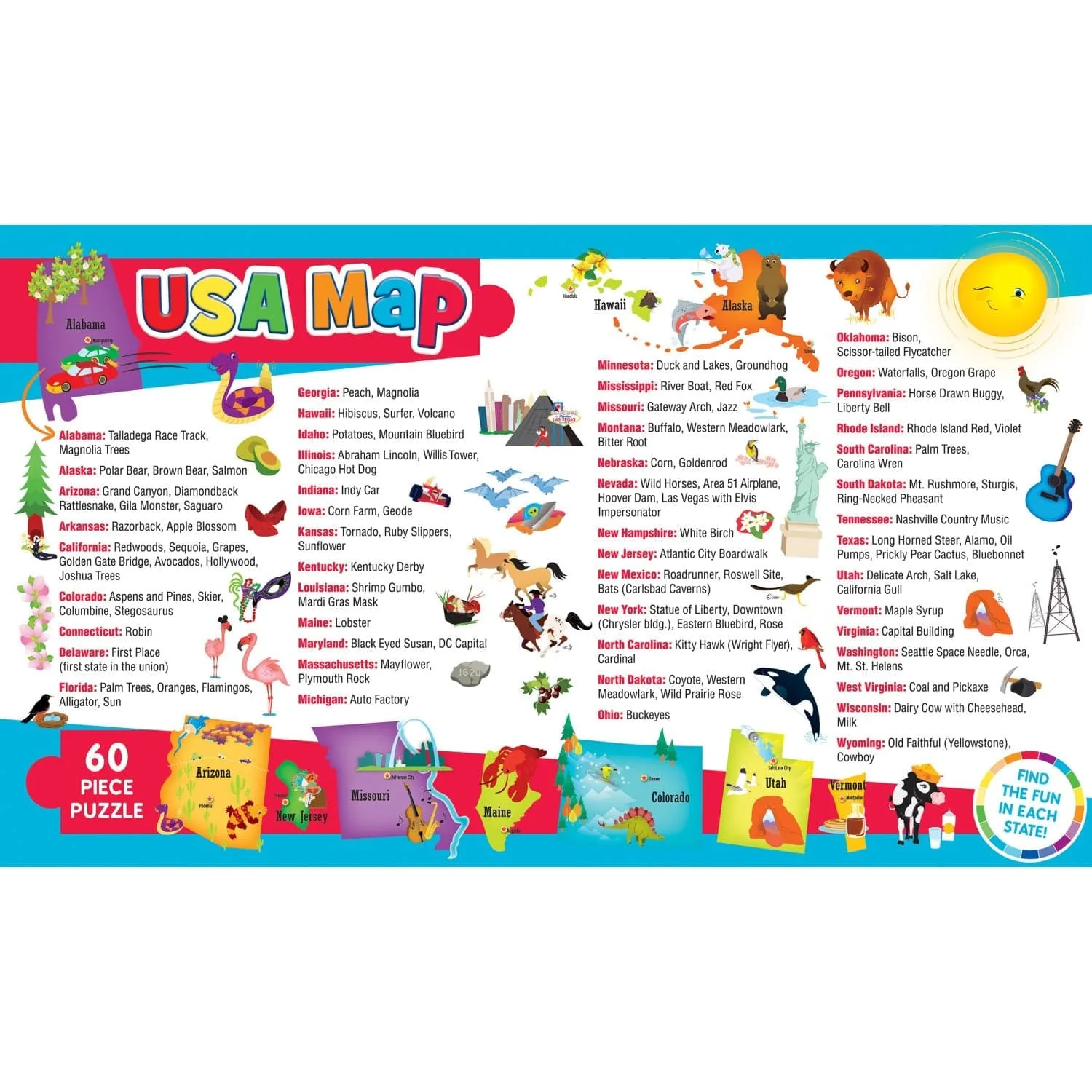 Explorer - USA Map 60 Piece Jigsaw Puzzle - Image 4